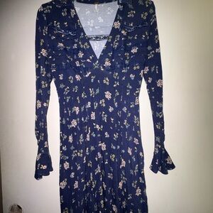 Free People L94717 Good Days Long Sleeve Minidress in Dark Womans Size XS